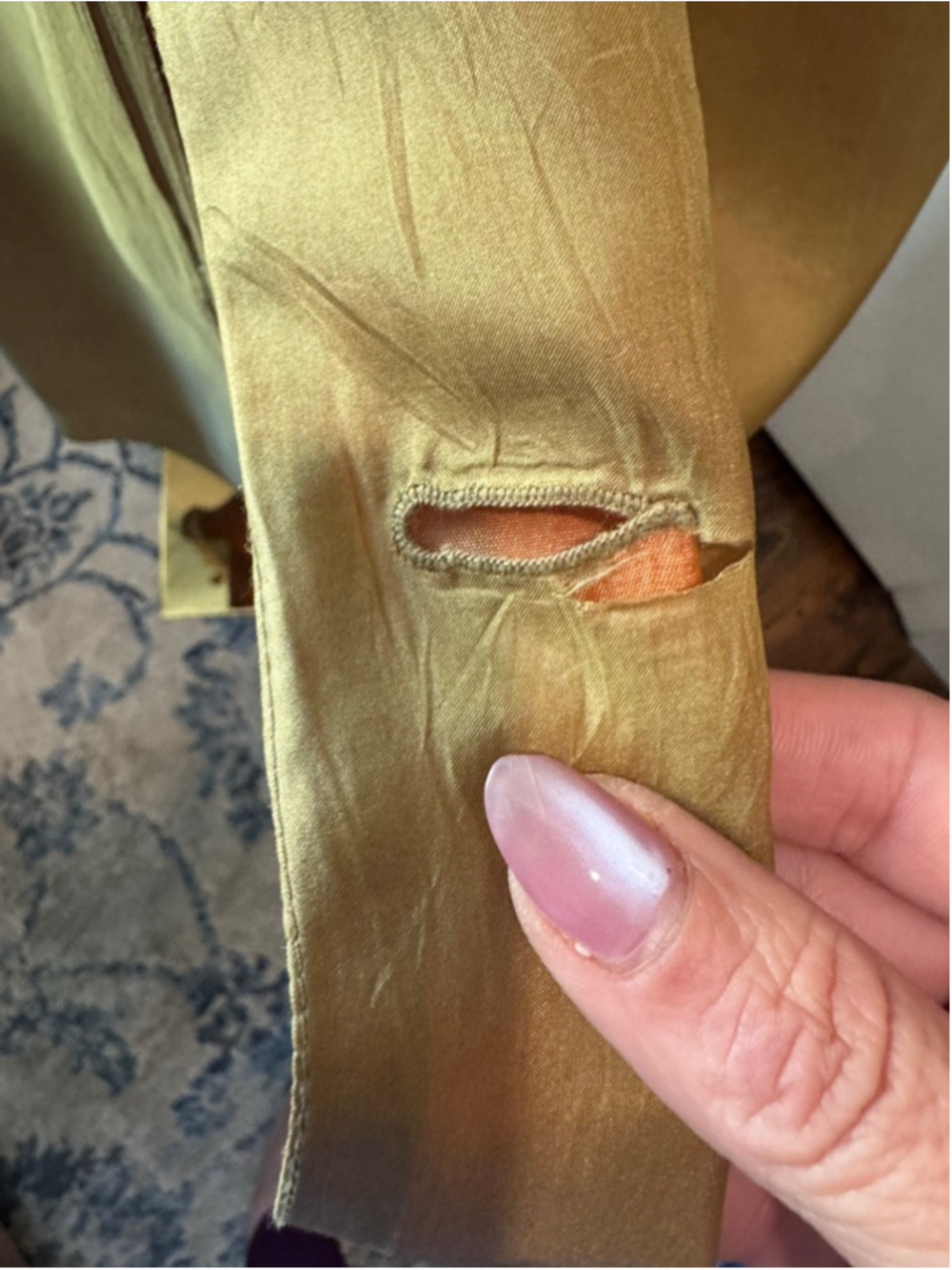 Vintage Silk Trench Coat Gold Bronze olive Iridescent Belted Duster Women’s L - Picture 11 of 16